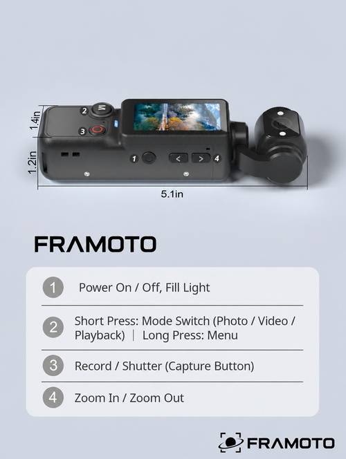 FRAMOTO Pocket 3-Axis Gimbal Camera